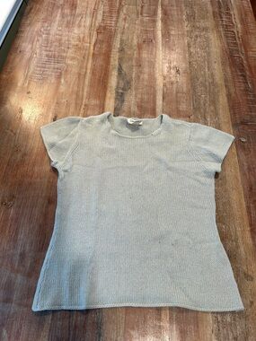 VTG 1990s Calvin Klein powder blue cashmere short-sleeved sweater